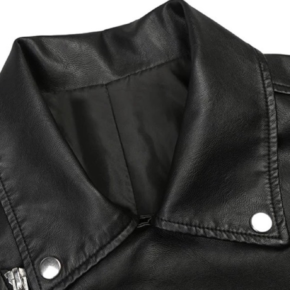 Summer Sale PU leather black motorcycle jacket - Picture 7 of 8